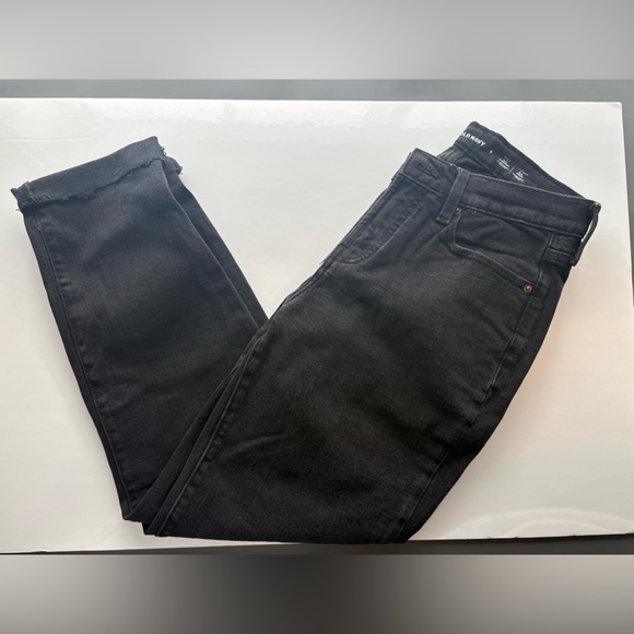 Old Navy O.G. Straight Black Jeans Size 6 Raw Hem - Picture 2 of 9